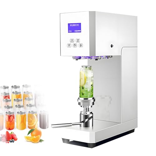 Sigillatrice sottovuoto Automatica per barattoli e Bottiglie di Soda, sigillatura di lattine ad Altezza Regolabile con Display LCD e contatore, aggraffatrice per Tappi in,Black