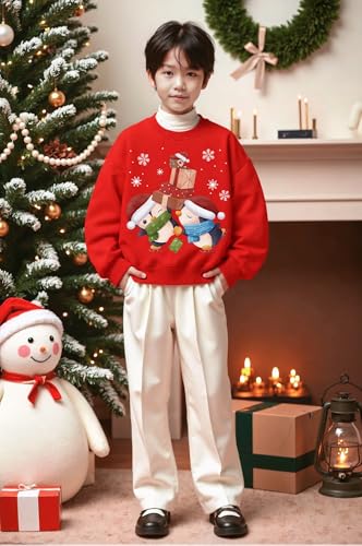 Kids Christmas Sweatshirt Girls Boys Santa Claus Toddler Ugly Xmas Shirt Crewneck Long Sleeve Graphic Tops for 2-7T3