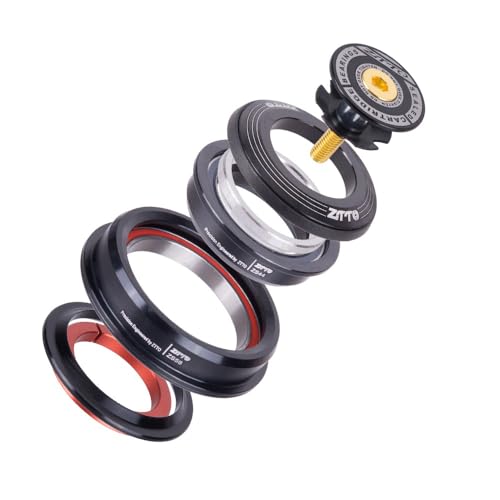ZTTO Bike Headset, 44mm 56mm MTB Threadless Sealed Bearing 45 Degree ZS44 ZS56 Tapered Straight Fork Steerer, 4456ST (Black)