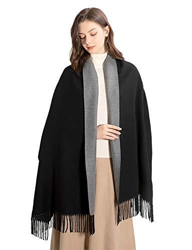 GERUNSI Cashmere Scarf Women Oversized Pashmina Shawls Wraps 2 Tone Solid Color for Autumn Winter 78x27, Black-gray, Large GERUNSI Cashmere Scarf Women Oversized Pashmina Shawls Wraps 2 Tone Solid Color for Autumn Winter 78"x27", Black-gray, Large