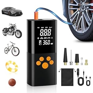 EVARY Inflador Ruedas Coche 10000 mAh,150PSI & 2X Compresor Aire Portatil con Doble LCD Digital, luz LED, ManÃ³metro, Apagado AutomÃ¡tico para Coche, Moto, Bicicleta, Anillo de NataciÃ³n