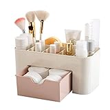 Space Saving Plastic Office Supplies Desk Organizers,SMYTShop 6 Cells Pen Holder/Cell Phone Holder/Cosmetic Holder with a Drawer (Pink)