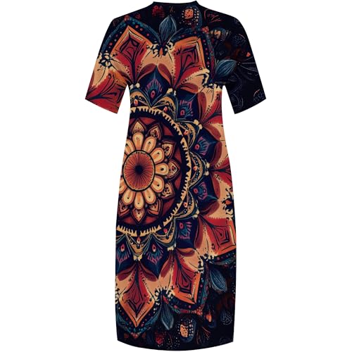 Image of SUZONANA Plus Size Dresses for Curvy Women African Print American Dress Summer Outfits Casual Loose with Pocket