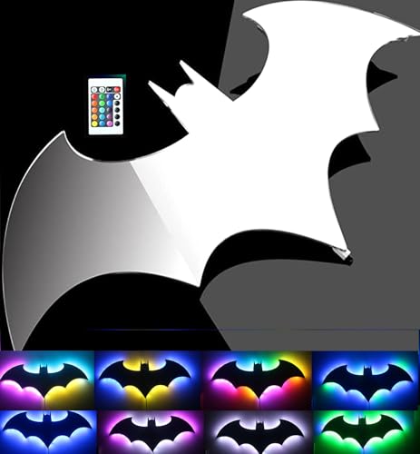 ZAGEVIVIN Bat Neon Wall Light, 16 Colors Remote-Controlled LED Sign, Superhero Room Decor, Black (Mirror) — view 2