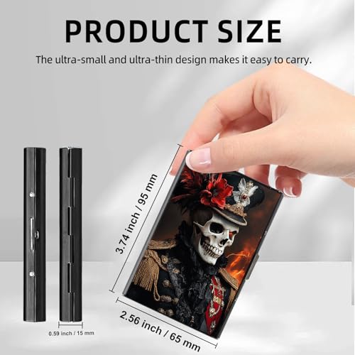 Metal Wallet, Minimalist Aluminum RFID Wallet & Credit Cards Wallets, Skull Officer Hat Slim Mini RFID Blocking Credit Card Holder for Men & Women, 6 Slots Front Pocket Card Case2