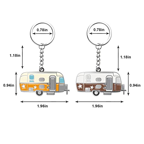 Image of Camper Keychain Happy RV Keyring RV Keychain Couples Keychain Set Gifts for Men Women Camping Accessories 2 Pack