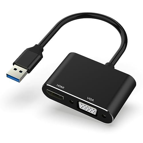 YOIGO USB to HDMI VGA Adapter, 1080P 3.0/2.0 Converter, Compatible with Windows XP/7/8/8.1/10/11, Mac, Android Devices