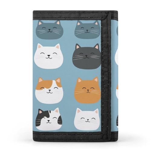 Cute Cat Trifold Wallet Slim Credit Card Holder Minimalist Front Pocket Money Clip for Women Men