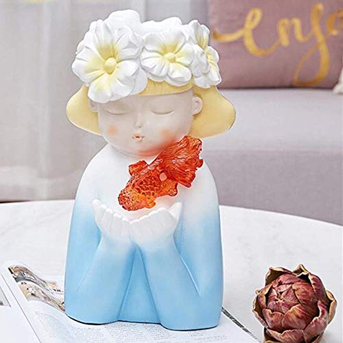 WYZQ Original Goldfisch Koi Fisch Mädchen Harz halbe Länge Porträt Vase...