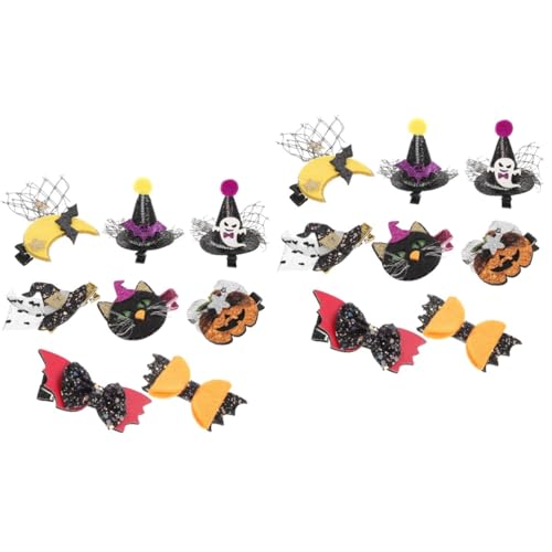 Coffret 8 pièces pinces à cheveux Halloween citrouille paillettes COLLBATH à offrir