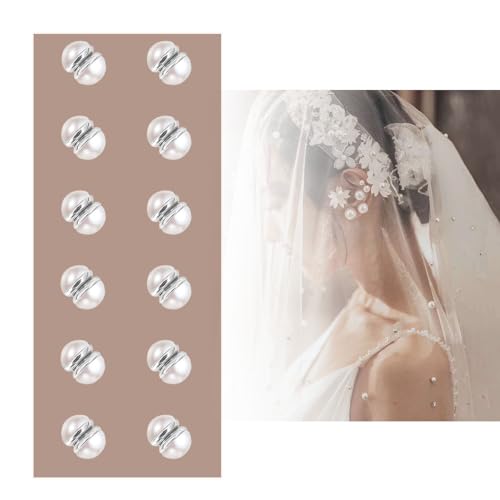 12 Pairs Veil Weights Invisible Pearl Wedding Veil- Double-Sided Pearl Veil Weights Bridal Veil Wedding- Bridal Accessories Magnetic Pearls- Mantilla Wedding Veil Lightweight Veil Pearl3