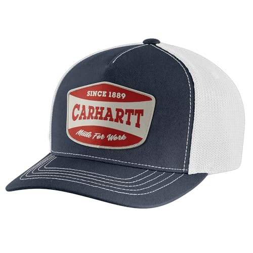 Carhartt Mens Canvas Mesh-Back Patch Cap Navy One Size