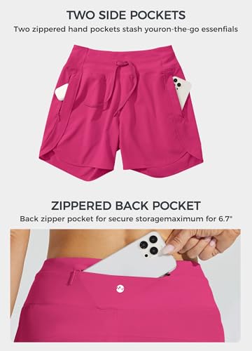 Image of Willit Women's 7 inch Athletic Running Shorts Long Workout Hiking Shorts Quick Dry High Waisted Active Zipper Pocket