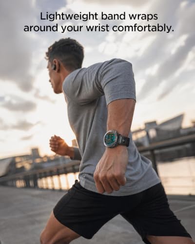 Image of Spigen Athlex Air Strap for Samsung Watch Ultra1 /2, Active Black Gray | Flexible, Breathable, Secure Fit, Lightweight, Adjustable Strap, Nylon