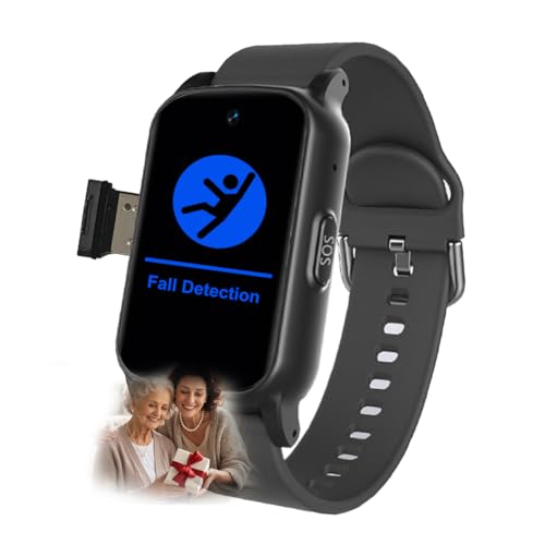 VCYEX Reloj Localizador Personas Mayores, para Personas Mayores, Botón SOS, Videollamada, Localizador GPS Ancianos para Alzheimer, Ayuda para DemenciaBlack,1.25 * 0.57 * 2.22inch