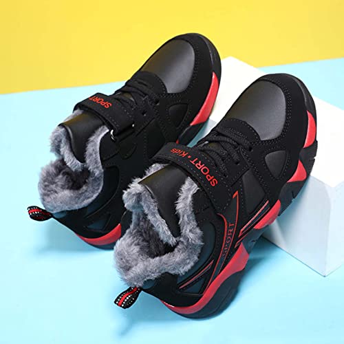 Eliogn Boys Winter Sneakers Faux Fur Ankle Booties Unisex Kids Warm High Top Traines Sport Shoes (Big Kid/Little Kid)4