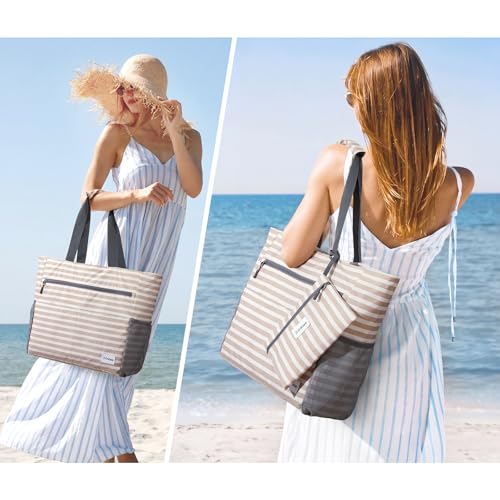 Image of G4Free Beach Bag, Waterproof Sandproof Beach Tote Bag, Large Capacity Foldable for Women