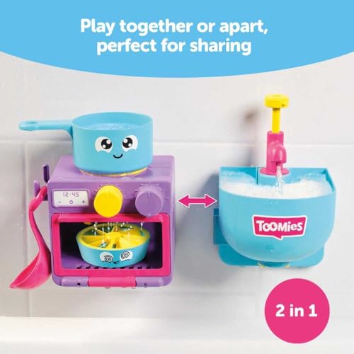 Toomies Bubble & Bake Badewannen Küche, Baby Badespielzeug, Wasserspielzeug, Badespielzeug für Kleinkinder, 2 in 1 Spielset, Badewannenspielzeug geeignet für Kinder ab 18 Monate +