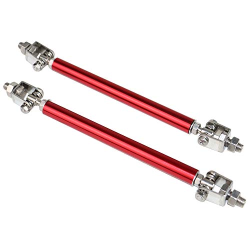 IKON MOTORSPORTS Adjustable Universal Fit Most Vehicles Front Bumper Lip Splitter Diffuser Strut Rod Tie Support Bars 2PCS Red