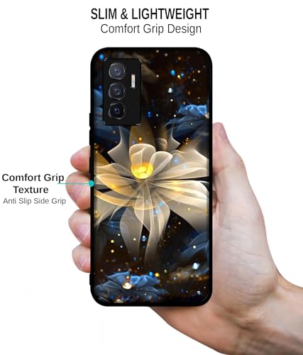 Image of Art Flower Design Premium 2D Printed Metal Back Case Cover for Vivo V23E 5G / Y75 4G, Multicolor