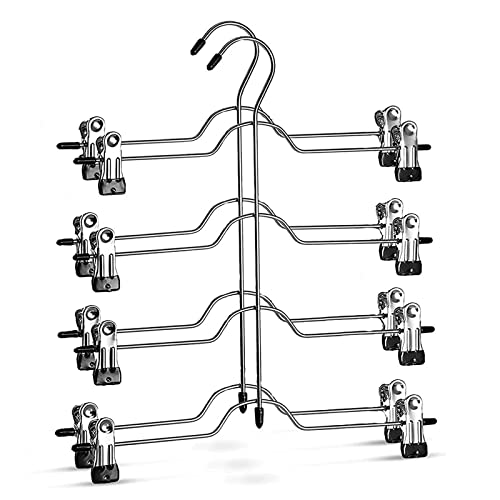Hosenbügel platzsparend, Metall Hosenbügel Klammer 2 er Set, Hosen Kleiderbügel aus Metall, mit Verstellbaren Klammern, rutschfest, für Hosen/Röcke rutschfest Cover