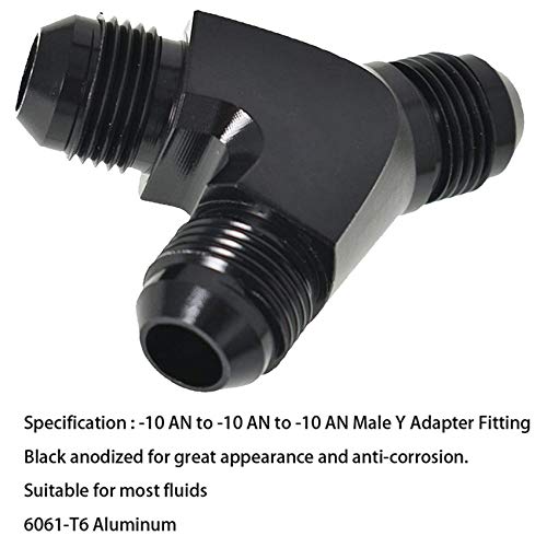 Labwork Y Block Splitter Fuel Fitting Junction Coupler Adapter Tee 10An To An10 Male Flare Thread Black #TOP3