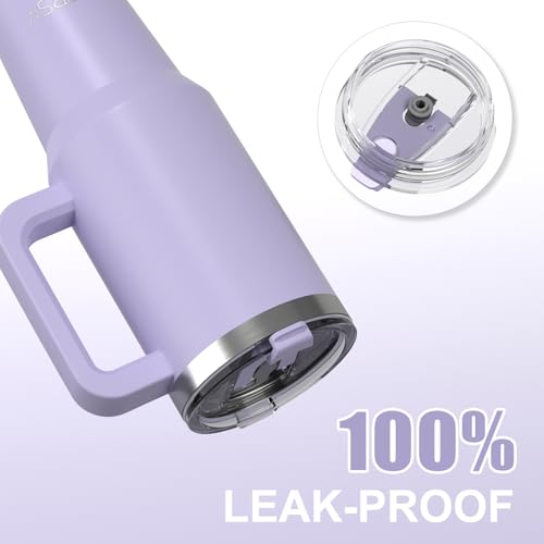 Image of 30 oz Tumbler with Handle,Tumbler with Lid and Straw,Double Wall Insulated Cup Stainless Steel Travel Mug(Cold for 34 Hours),Water Bottle for Iced Tea,Coffee,Cold Beverages(Purple)