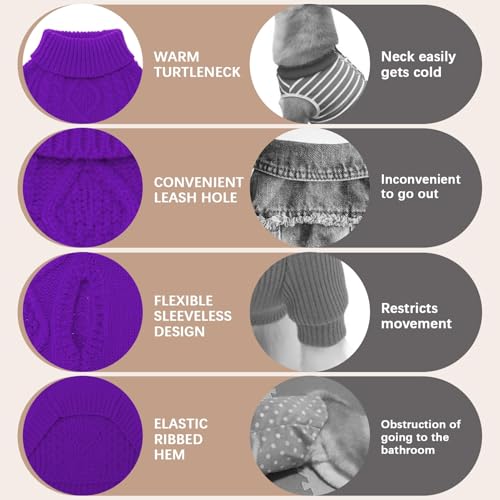 Image of BINGPET Dog Sweater for Large Dogs, Turtleneck Knitted Clothes