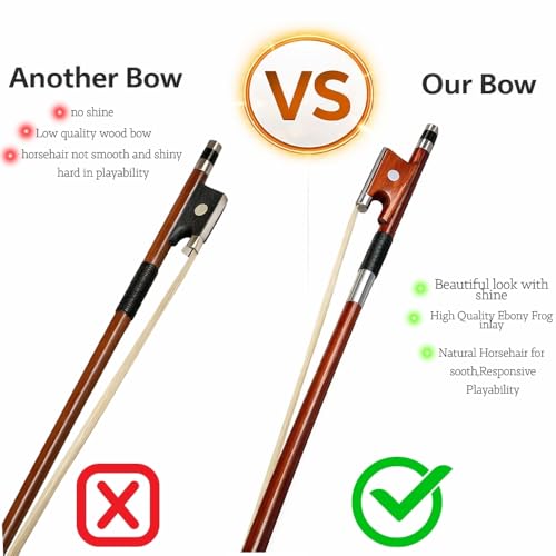 Image of MOCKING BIRD 4 /4 Violin Bow with Rosin| Straight Brazilwood & Natural Violin Bow Horse hair for All types of Violin /Viola| Best for Students & Professionals