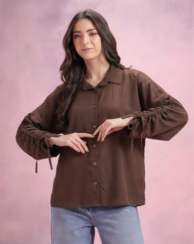 Image of Shirts for Women - Korean Style Sleeve Oversized Button Down | Plus Size Workwear Top for Office & Casual Wear (Available in Plus Size)