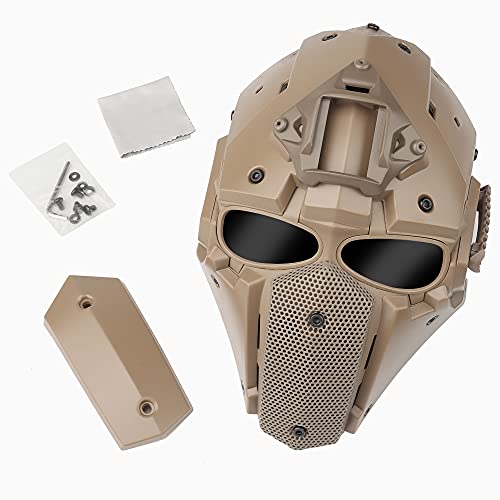 Tactical Mask, Full Face Mesh Mask with NVG Mount & Side Rails for Airsoft Paintball Wargames(T)
