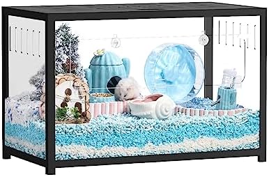 BUCATSTATE Hamster Cage Metal 2.0 - Small Animal Habitats Large Stackable with Deep Burrow Easy Install 80 * 44.7 * 50.6cm for Dwarf Syrian Hamster, Guinea Pig, Gerbil, Reptiles (39.8Gallon Black)