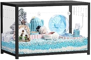 BUCATSTATE Hamster Cage Metal 2.0 - Small Animal Habitats Large Stackable with Deep Burrow Easy Install 80 * 44.7 * 50.6cm for Dwarf Syrian Hamster, Guinea Pig, Gerbil, Reptiles (39.8Gallon Black)