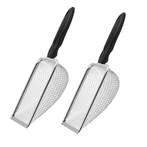 2 Stück Gartenerdesieb, Sandsieb aus Rostfreiem Edelstahl, Gartensieb aus Edelstahl, Garten-Boden-Sieb-Schaufel, Kompostsieb mit Griff, Blumenerdeschaufel, für Sand Steine Erde Kompost (3,8 mm Masche)