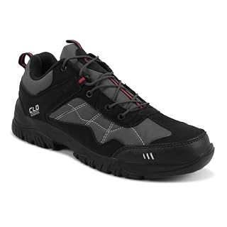 CLD Men’s Trekking Shoes | Lightweight Outdoor & Sports Shoes | Lace-Up Casual Walking Sneakers with Durable Sole (D.Gry-Blk_7)