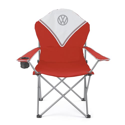 Board Masters VW Collection - Volkswagen Faltbarer Camping-Stuhl Deluxe mit Tragetasche im T1 Bulli Bus Design 105 cm (Rot/Classic Bus)