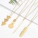 YQZIYOU 6 PCS Long Necklaces for Women - Fashion Pendant Necklace Jewelry, Golden Bar Feather Circle Leaf Lock Tassel Y Necklace Jewelry Set