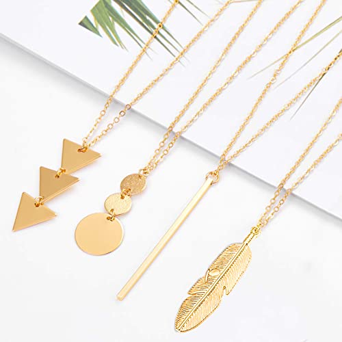 long necklaces for women - fashion pendant necklace jewelry silver bar feather circle leaf lock tassel y necklace jewelry set for girls