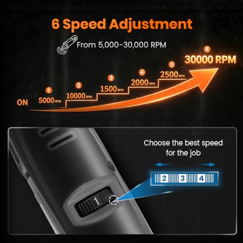 Image of HARDELL 12V Cordless Rotary Tool Kit 6-Speed 30000RPM Rotary 94 Accessories | Power Rotary Tools for Engraving, Sanding, Polishing, Cutting, Carving, DIY and Craft Projects