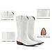 DREAM PAIRS Women's Cowboy Boots Mid Calf Cowgirl Boots Square Toe Chunky Heel Embroidery Stitched Western Boots,Size 7.5,White,SDMB2403W