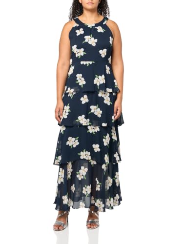 Image of Tommy Hilfiger Women's Sleeveless Halter Neck Tiered Skirt Maxi Dress