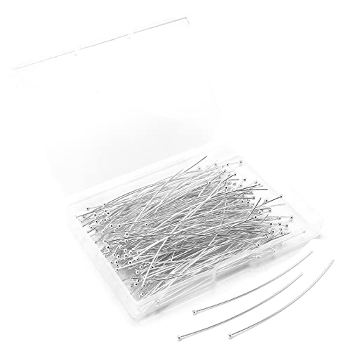 Yumttero 200 Pcs 70mm/2.76 Inch 21 Gauge Straight Ball Pins for Craft Earring Bracelet Necklace Pendant DIY Jewelry Making, Silver Color