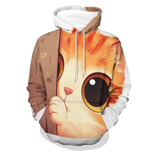 Hoodie Chat Orange Mignon Sweatshirt Idéal pour Vos Soirées Cocooning S