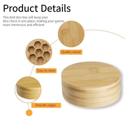 ORUZA Hölzerne DND Würfel Box, Hölzernen Aufbewahrungsbehälter mit Magnetischem für D&D Polyhedral, RPG und Tabletop Gaming Würfel
