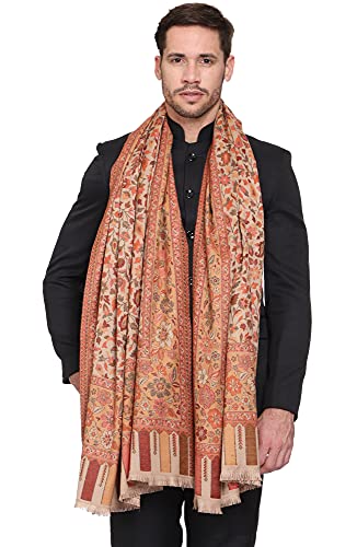Image of Weavers Villa Men's Kalamkari Design Woven Acro Wool Blend Gents Shawls, Muffler, Stoles for Men [40 inch X 80 inch]