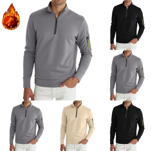 CRNTCEM Quarter Zip Golf Pullover for Men Thermal Gym Workout Tops Long Sleeve Work Casual Athletic Cargo Sweatshirts4