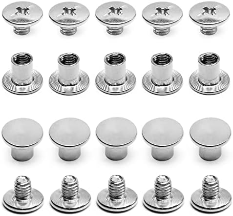 MroMax M5x6mm Phillips Binding Screw Post Belt Buckle Binding Bolts Carbon Steel Cross Head Chicago Screws Leather Fastener for Photo Albums Scrapbook Silver Tone 20Pcs