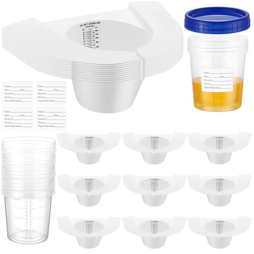 Relaxweex 10 Pcs Urine Hats for Toilet 10 Specimen Cups 10 Chart Labels