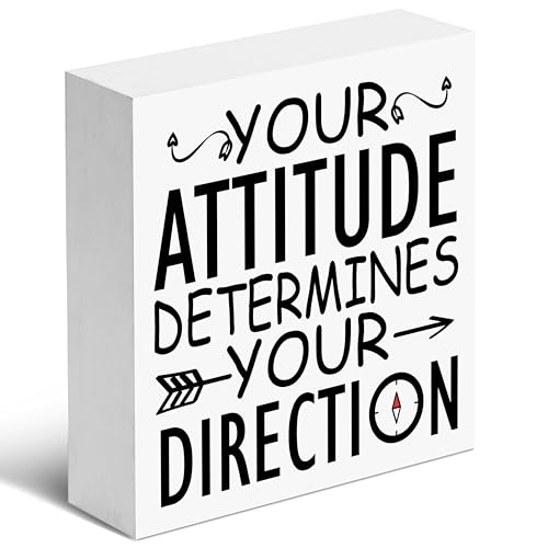 Inspirational Wooden Box Sign, Farmhouse Rustic Cute Motivational Desk Decor, Square Desk Decoration For Office Living Room Bedroom Classroom Dorm Cubicle Table Shelf 5×5 Inches Table Decor.(035)