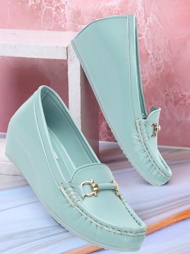 Image of ELLE Women's Flats Slip-On Loafers with Metallic Buckle